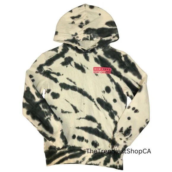 (NWOT) H&M Printed Tie-Dye Black & White Hoodie - Picture 3 of 8